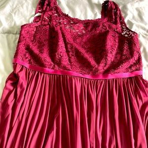 Long Bridesmaid Dress with Lace Bodice wine color